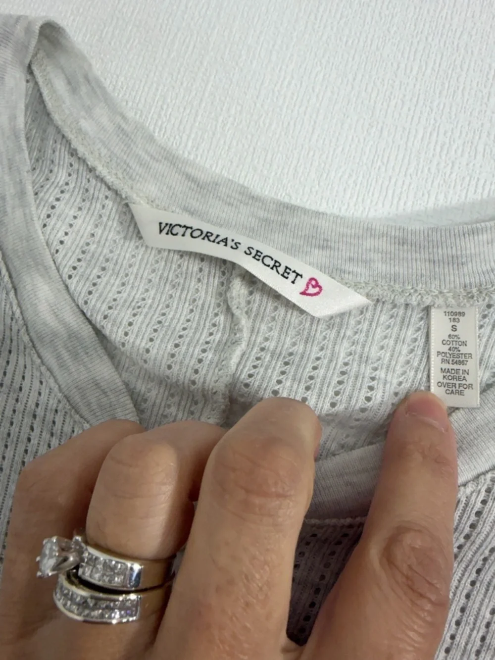 Vintage Victoria’s Secret thermal pointelle onesie gray size S